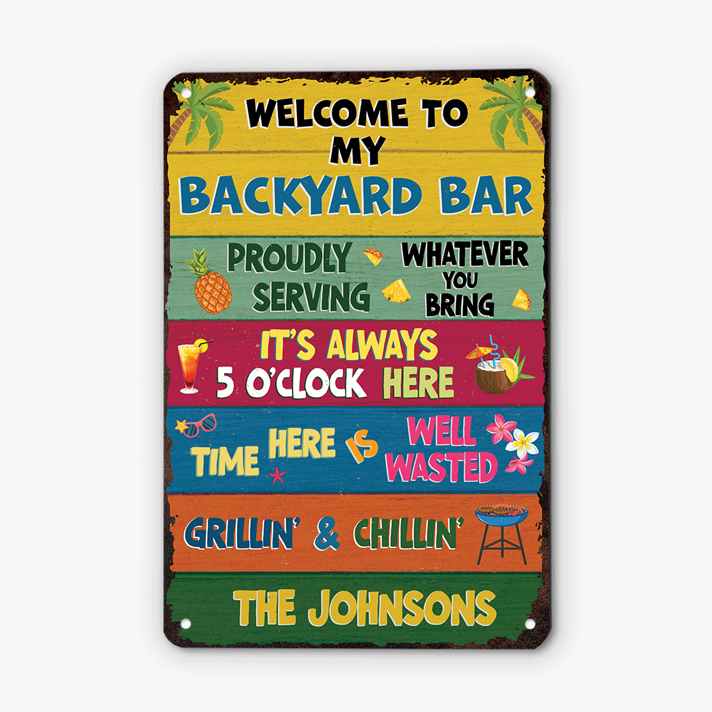 Personalized Welcome To Our Patio Metal Sign - Custom Family Gifts