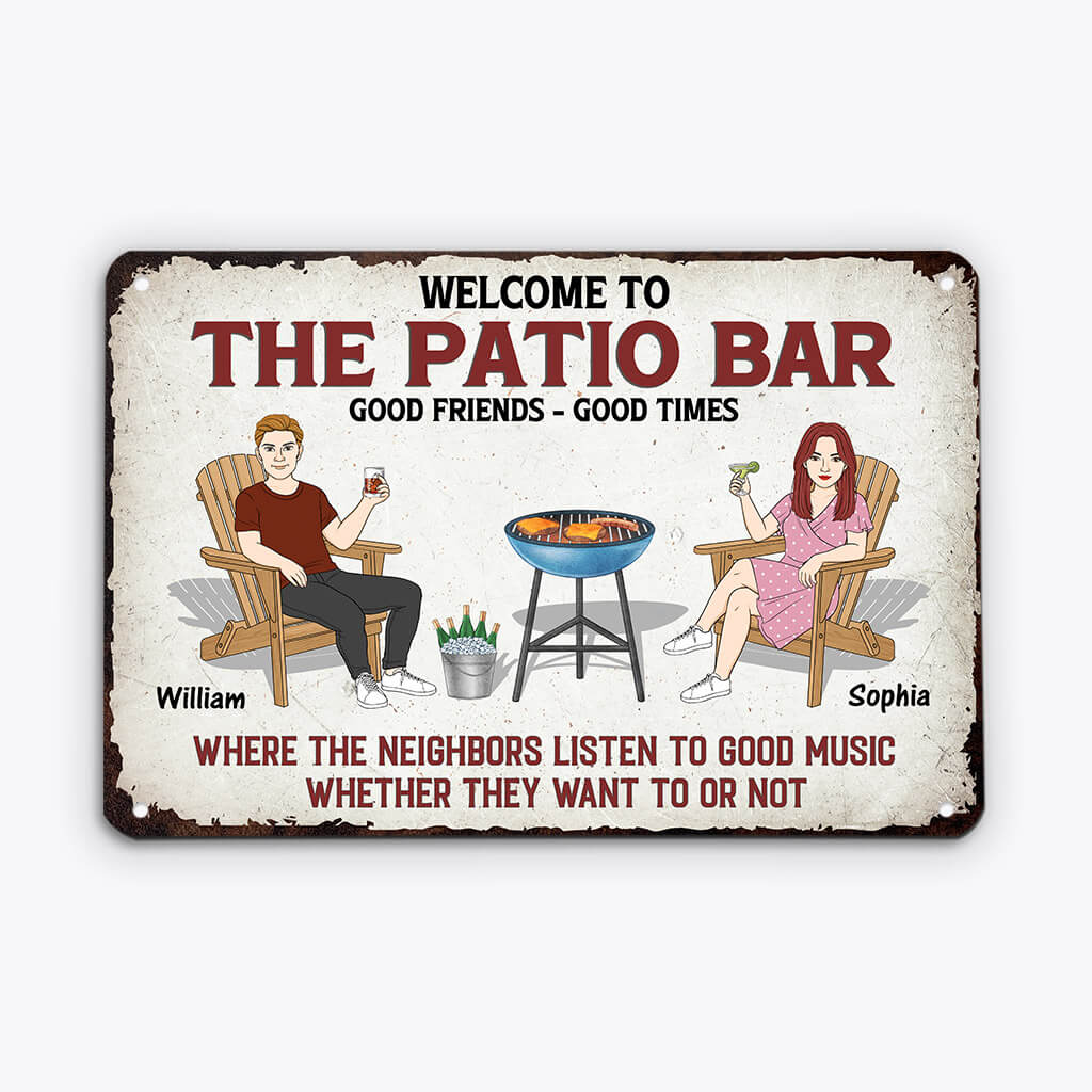 Personalized Welcome To The Patio Bar Metal Sign