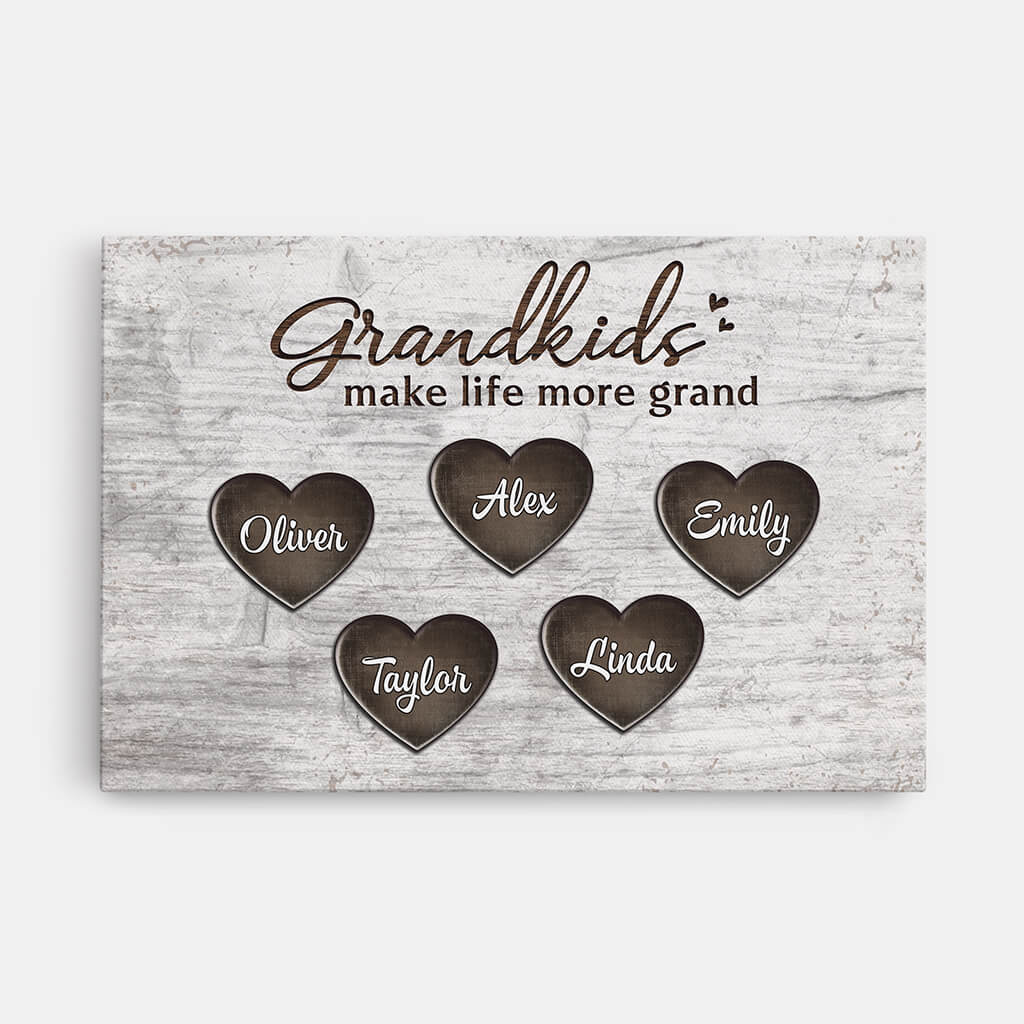 Personalized Grandchildren Make Life Wonderful Canvas