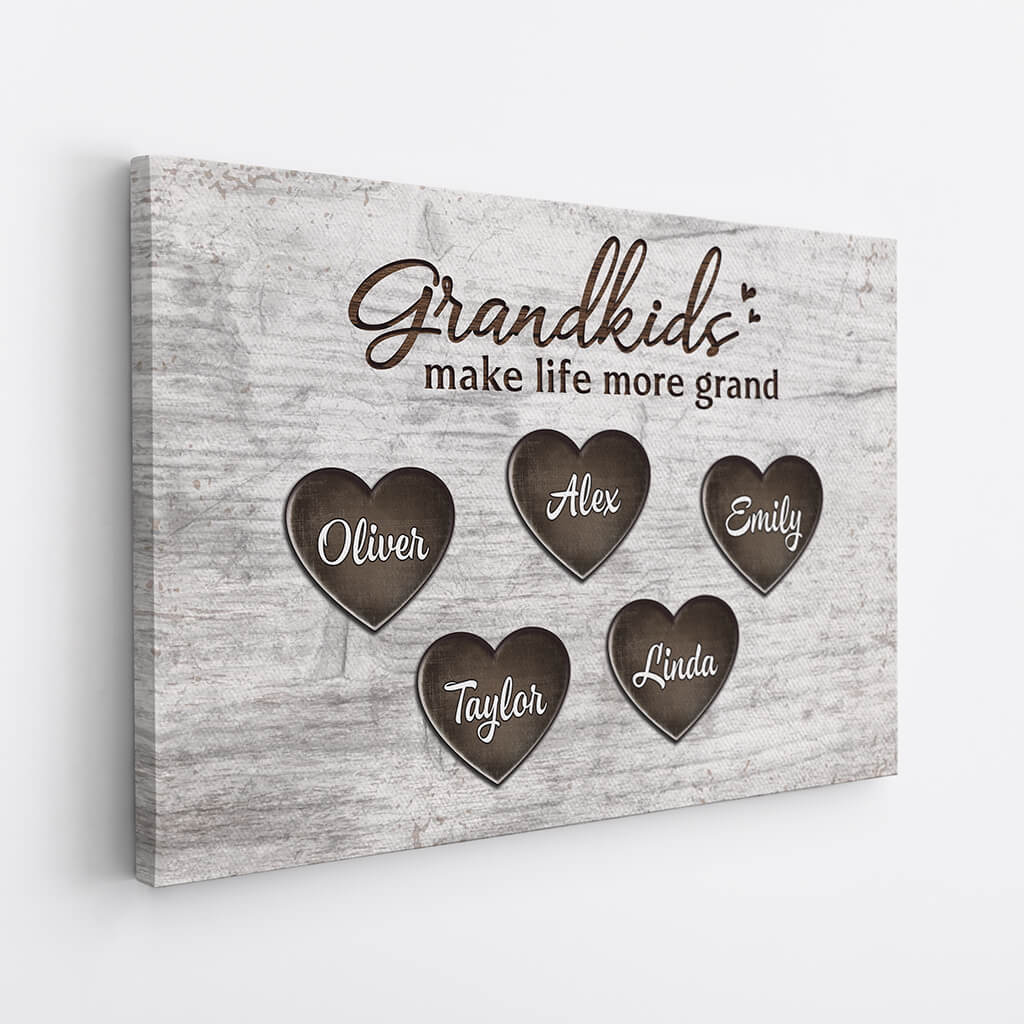 Personalized Grandchildren Make Life Wonderful Canvas