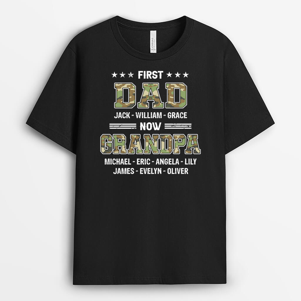 Personalized First Dad Now Grandpa T-shirt