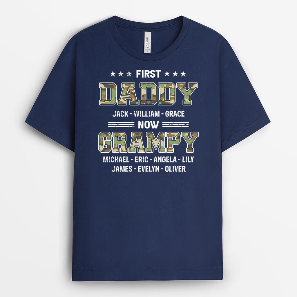 Personalized First Dad Now Grandpa T-shirt