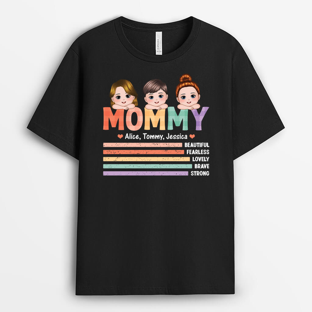 Personalized Beautiful, Fearless And Lovely Mommy T-shirt