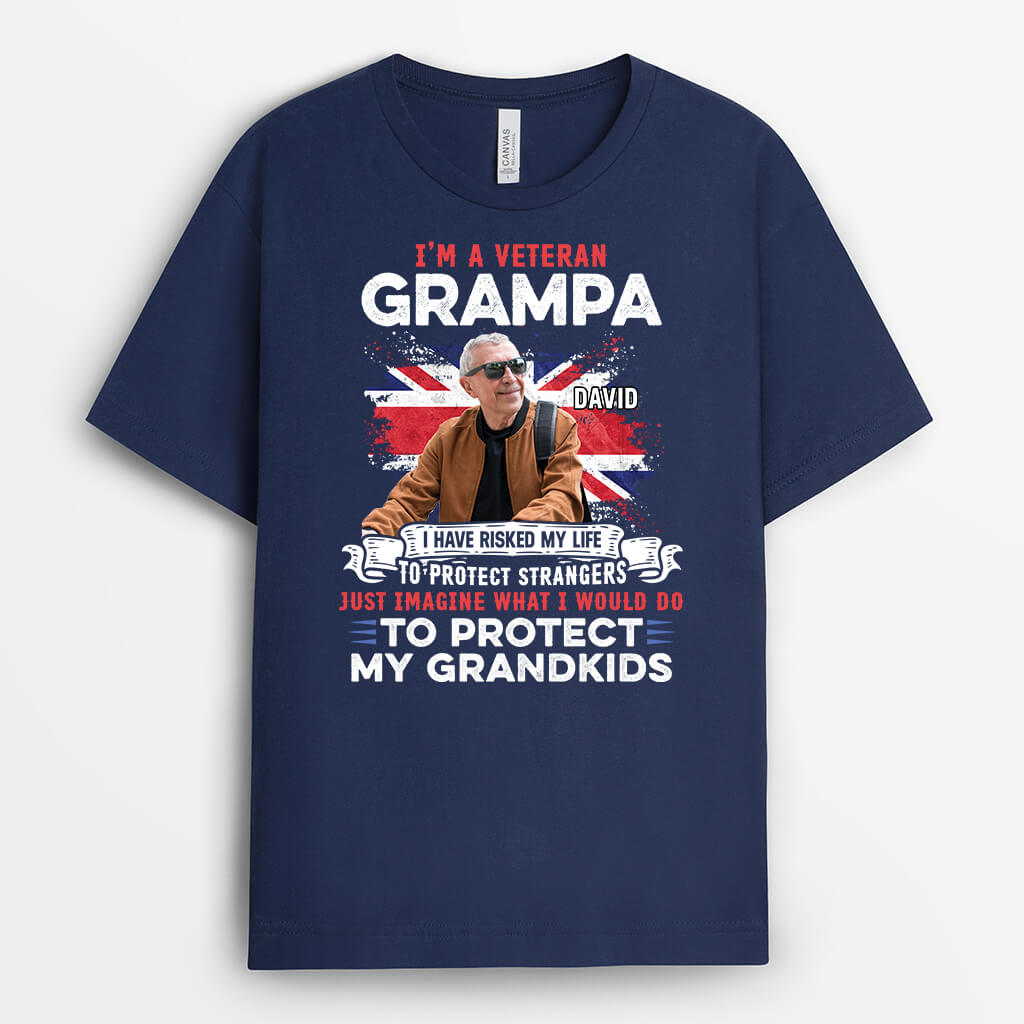 Personalized I'm A Veteran Grandpa T-shirt