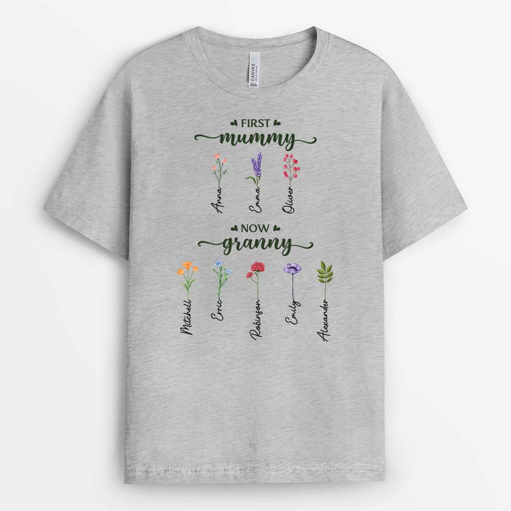 Personalized First Mom Now Grandma T-shirt