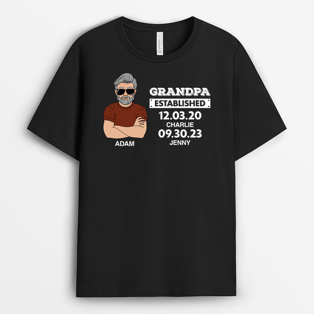 Personalized Dad Established T-shirt