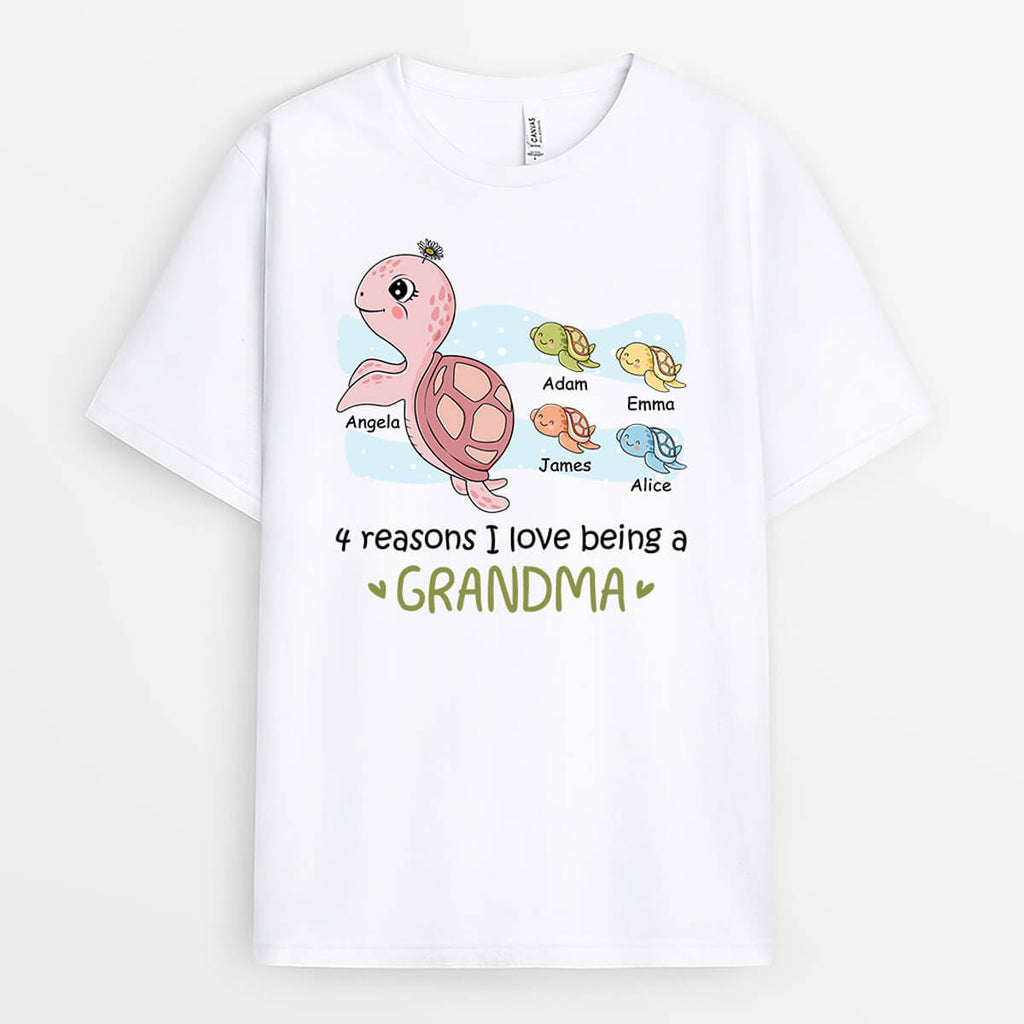 Personalized 4 Reasons I Love Being A Mom/Grandma Turtle T-shirt
