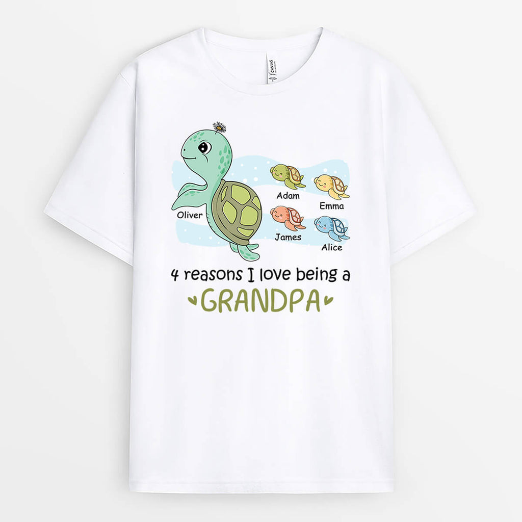 Personalized 4 Reasons I Love Being A Dad/Grandpa Turtle T-shirt