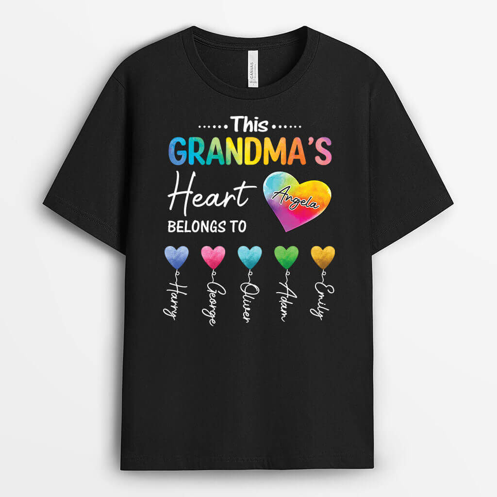 Personalized This Grandma/Mommy's Heart Belongs To T-shirt