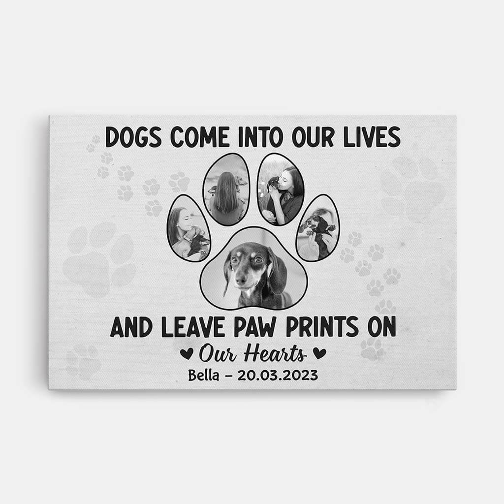 Personalized Dogs/Cats Come Into Our Lives and Leave Paw Prints On Our Hearts Canvas