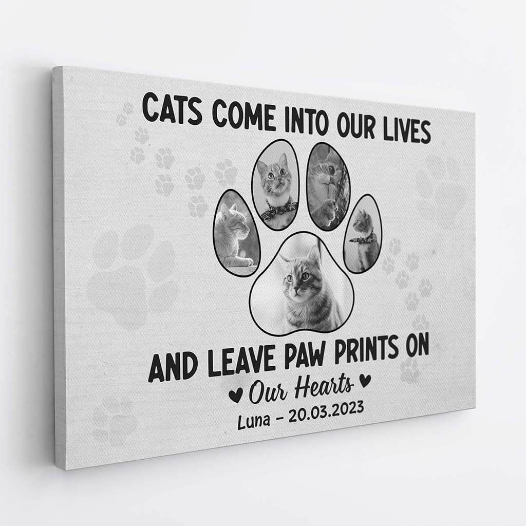 Personalized Dogs/Cats Come Into Our Lives and Leave Paw Prints On Our Hearts Canvas