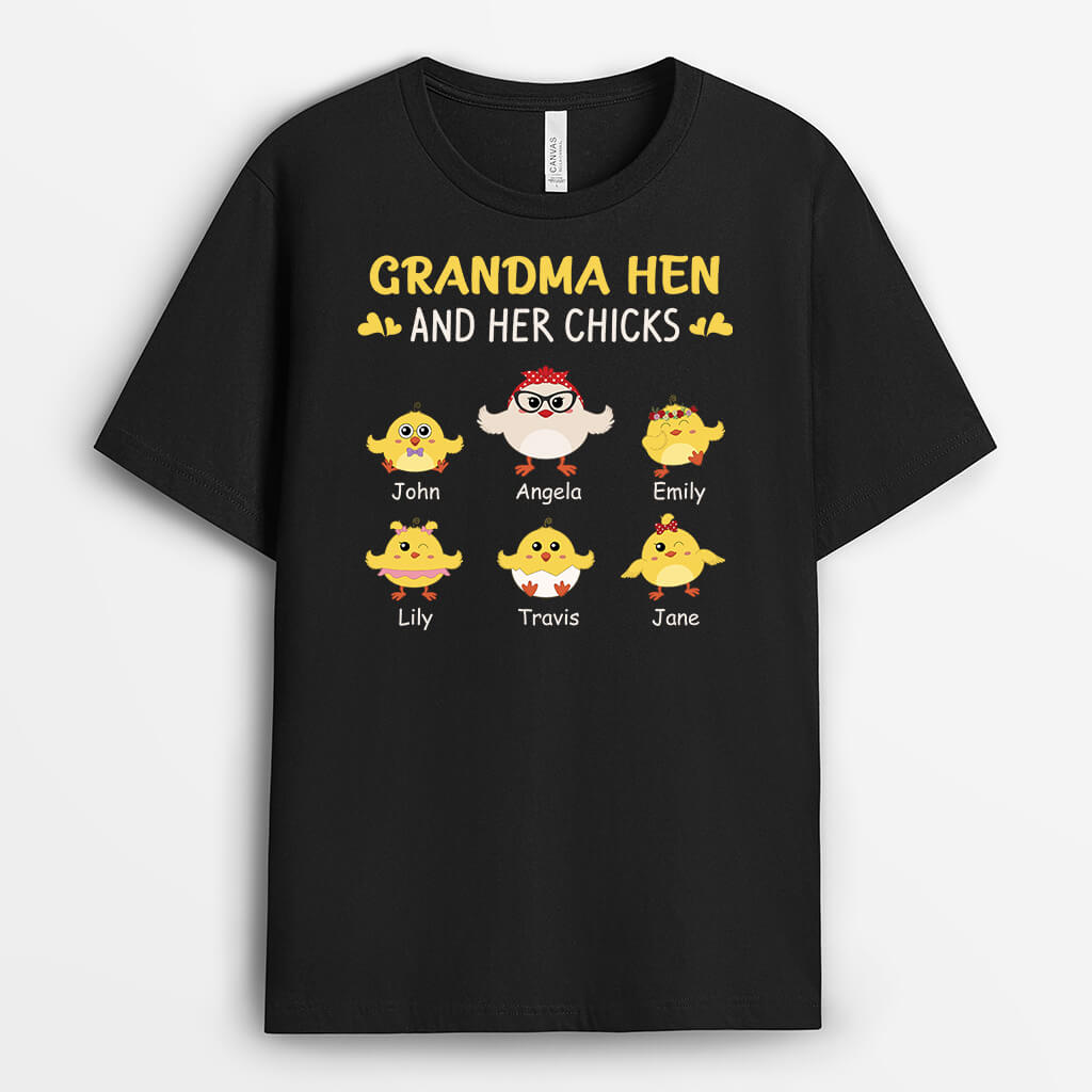 Personalized Granny Hen And Her Chicks T-shirt