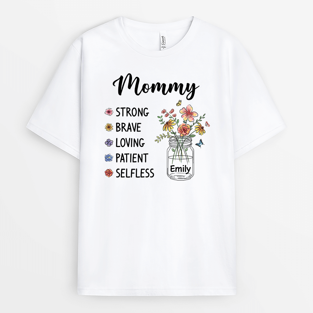 Personalized Loving Mommy Flowers T-shirt