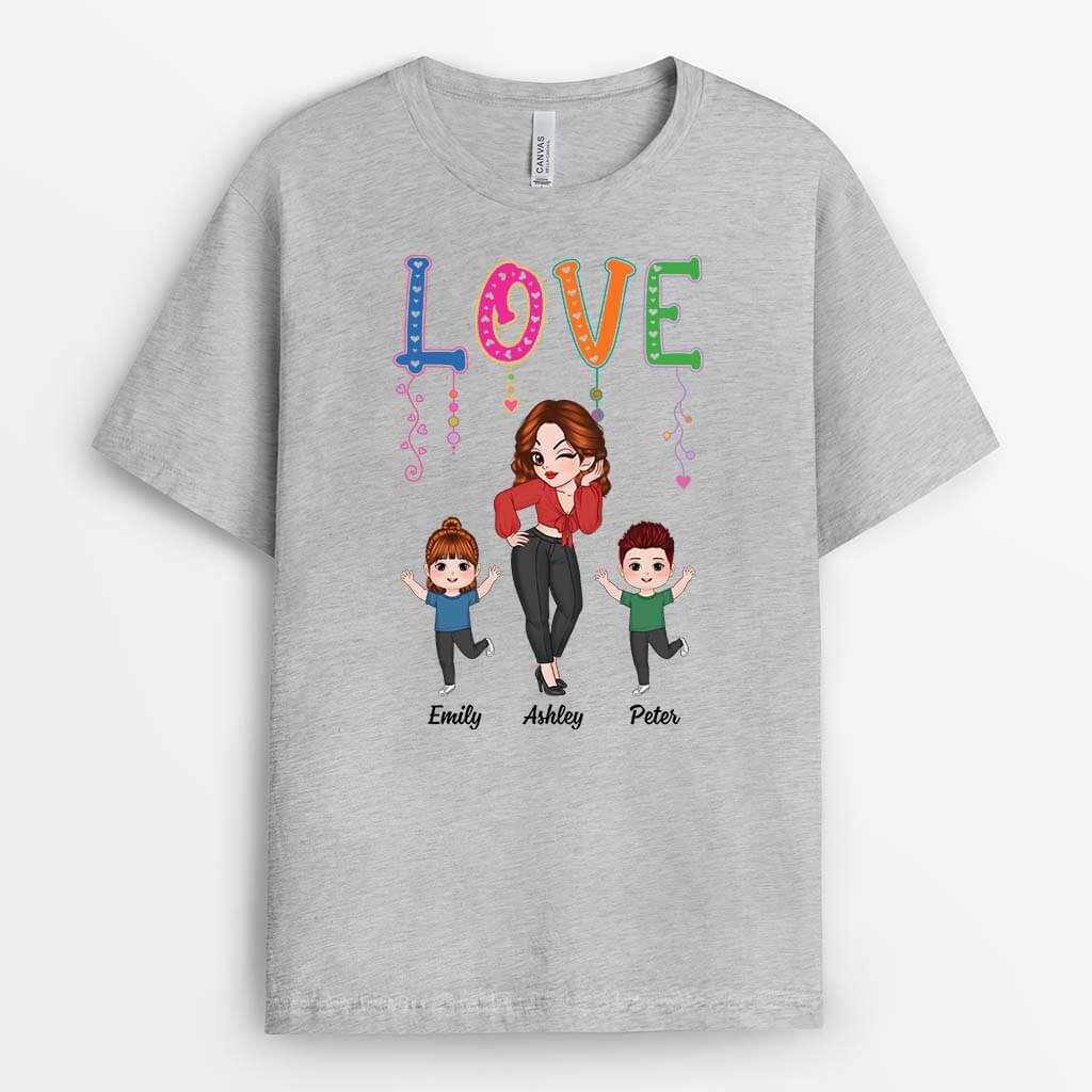 Personalized Love Mom And Kids T-shirt