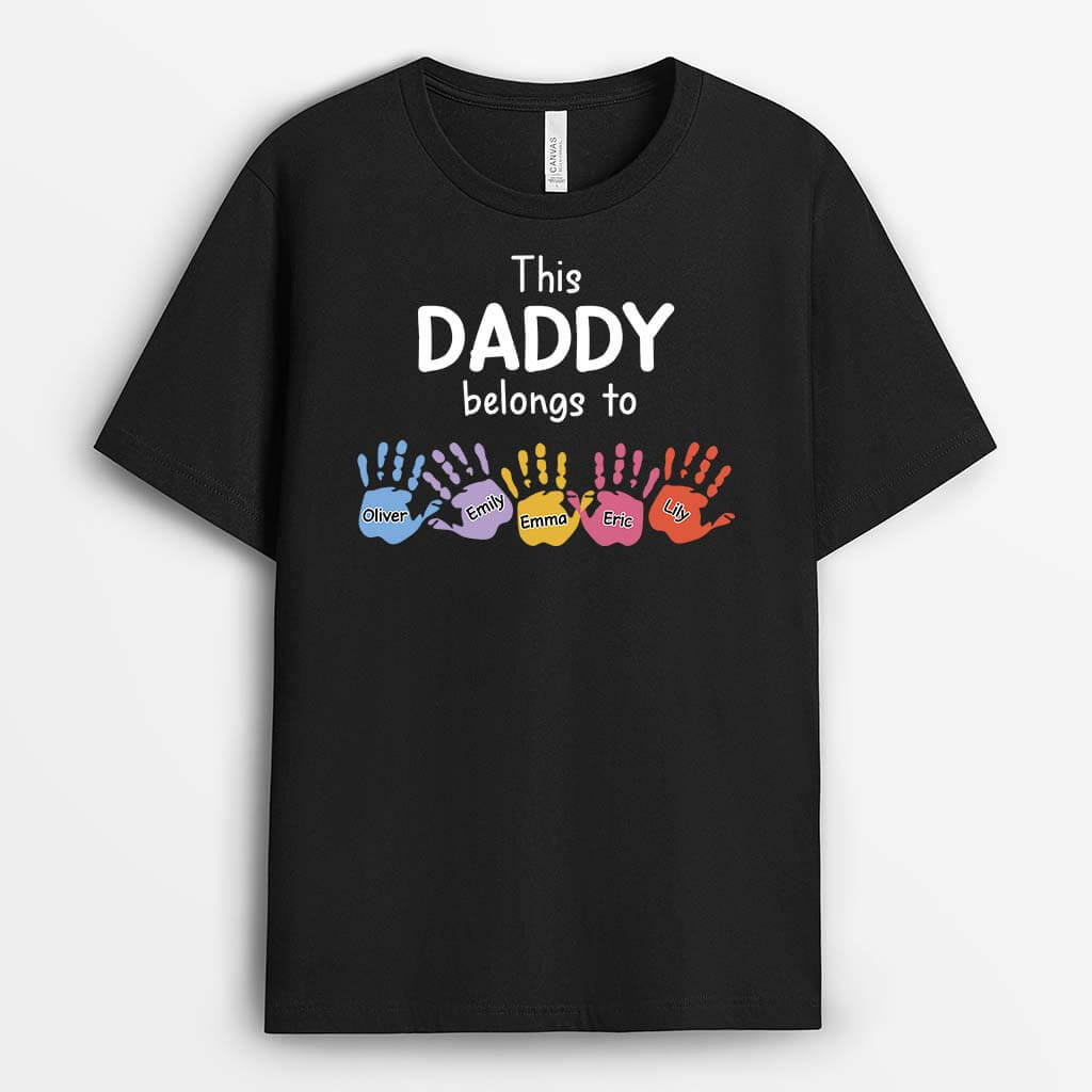 Personalized This Daddy Belongs To Kids Hands T-shirt