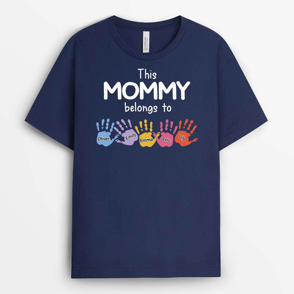 Personalized This Mommy Belongs To Kids Hands T-shirt