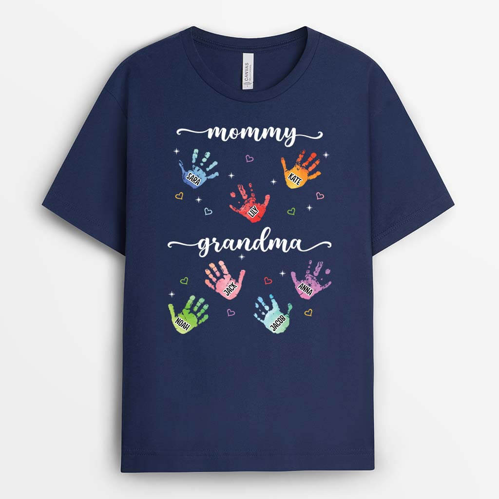 Personalized Mom Grandma Kid's Hands T-shirt