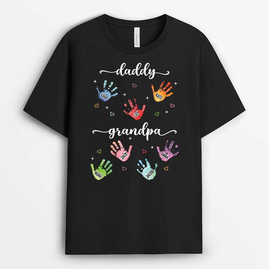 Personalized Dad Grandad Kids Handprints T-shirt
