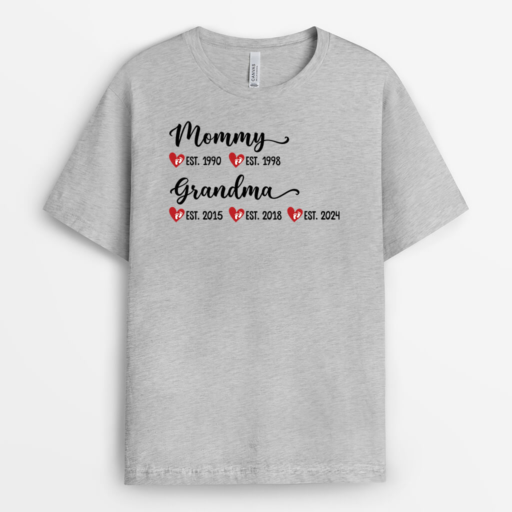 Personalized Mommy Grandma Est T-shirt