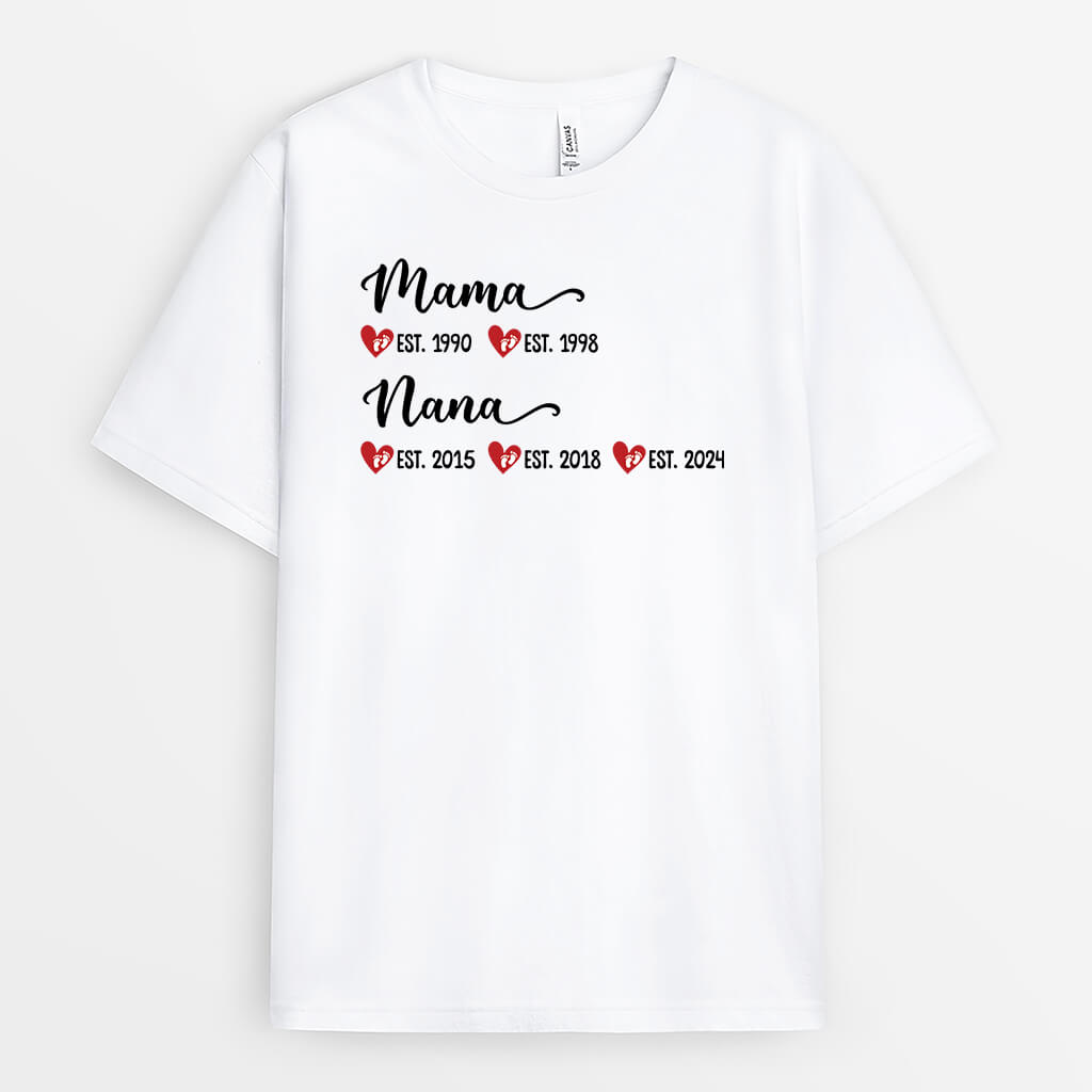 Personalized Mommy Grandma Est T-shirt