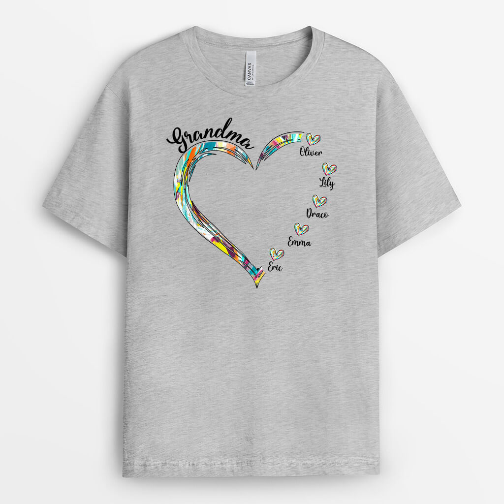 Personalized Colorful Mom Hearts T-shirt