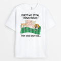 Personalized They Steal Your Heart First, Then They Steal Your Bed Dog T-Shirt