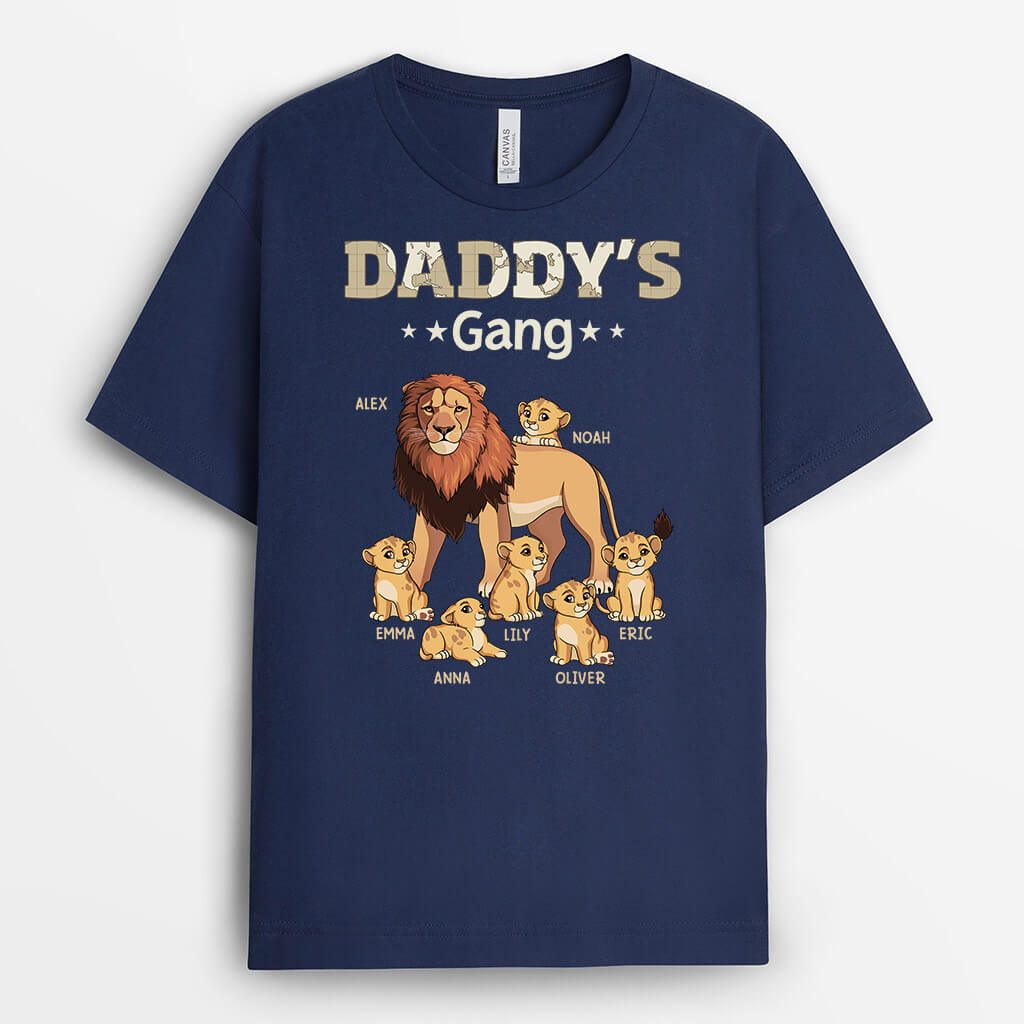 Personalized Daddy With Lion Gangs T-Shirt