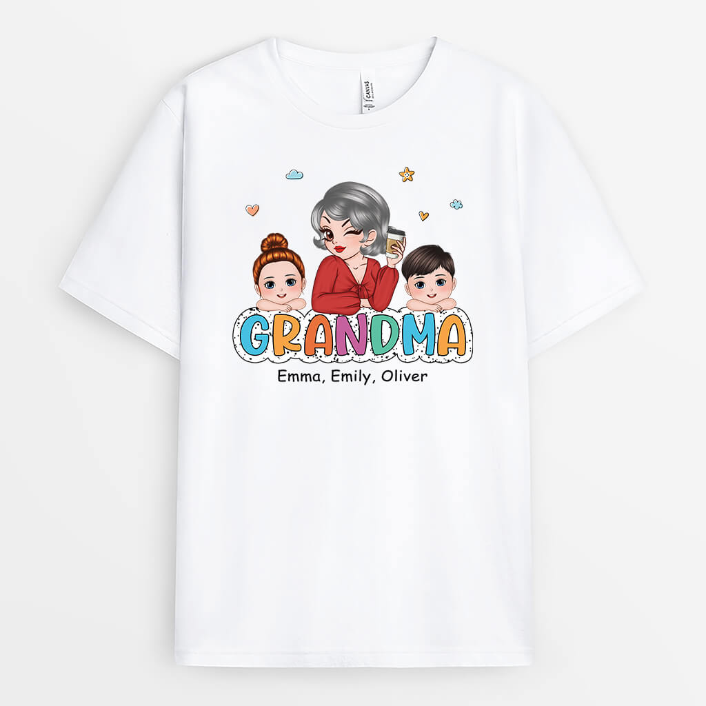 Grandma And Cute Kids - Personalized T-Shirt