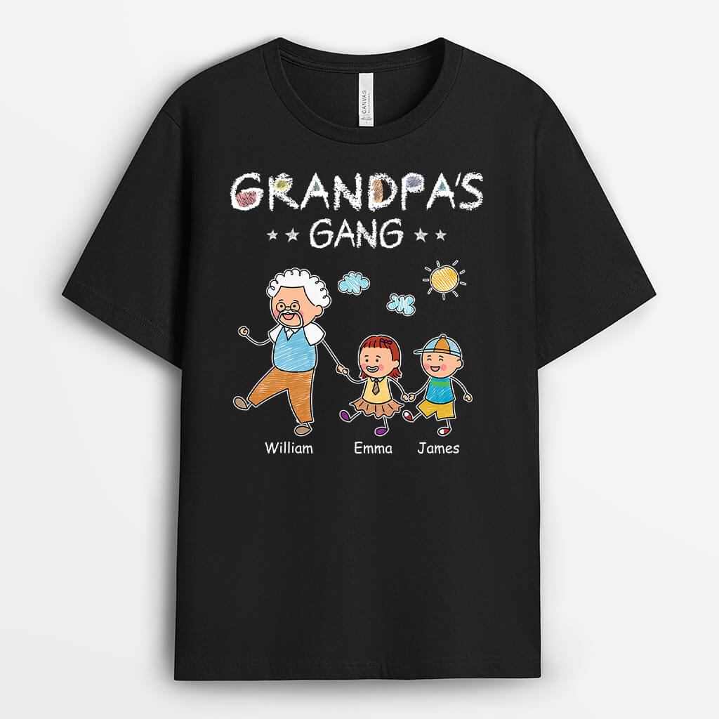 Grandpa's Gang, Walking With The Grandkids T-shirt - Personalized Gift For Grandpa