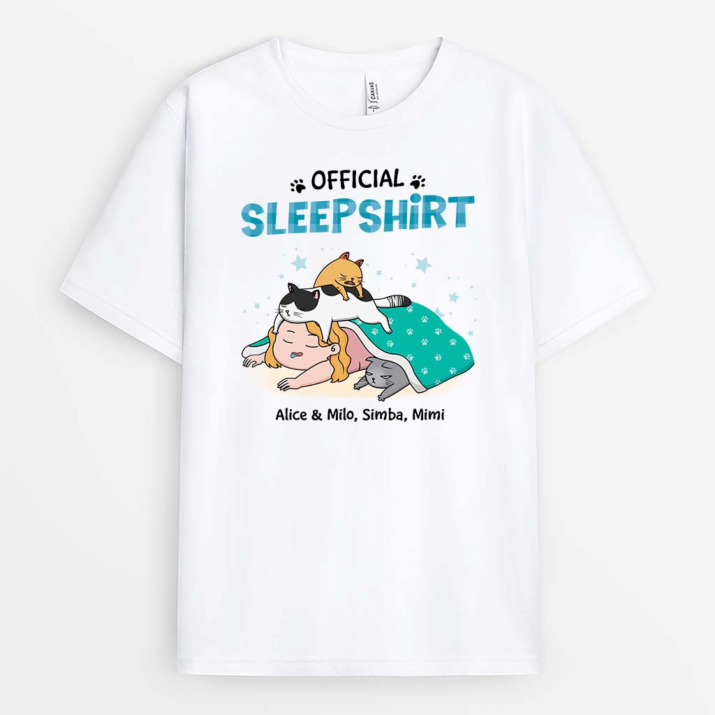 Personalized Official Sleepshirt, Woman Sleeping With Cat T-shirt