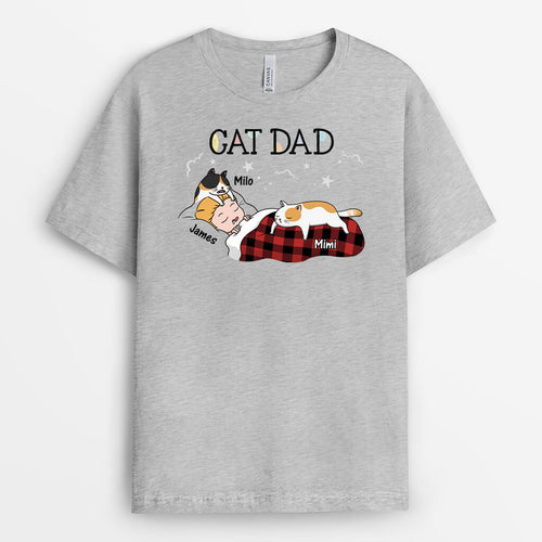 Cat Mom Sleeping Cute T-shirt - Personalized Gifts For Cat Lovers