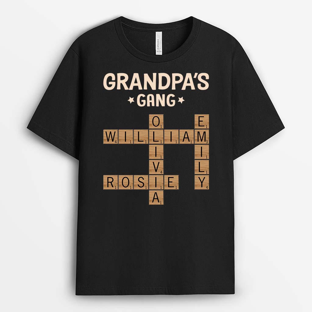 Black Puzzle Grandpa T-Shirt - Personalized Gift Ideas For Grandpa