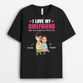 I Love My Girlfriend Funny Printed Couple's Face - Personalized T-shirt For Couple
