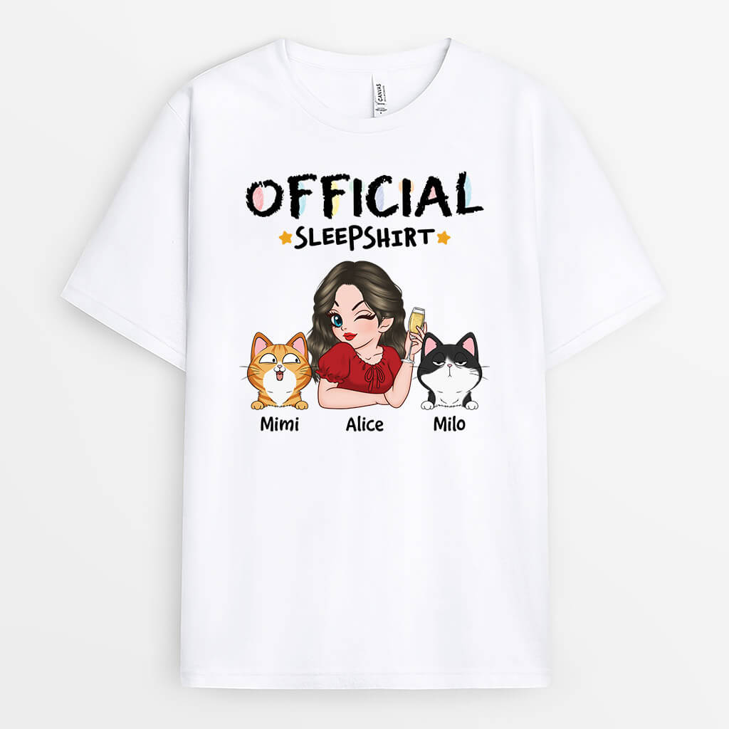 Official Sleepshirt With Cats T-shirt - Custom Presents For Cat Lovers