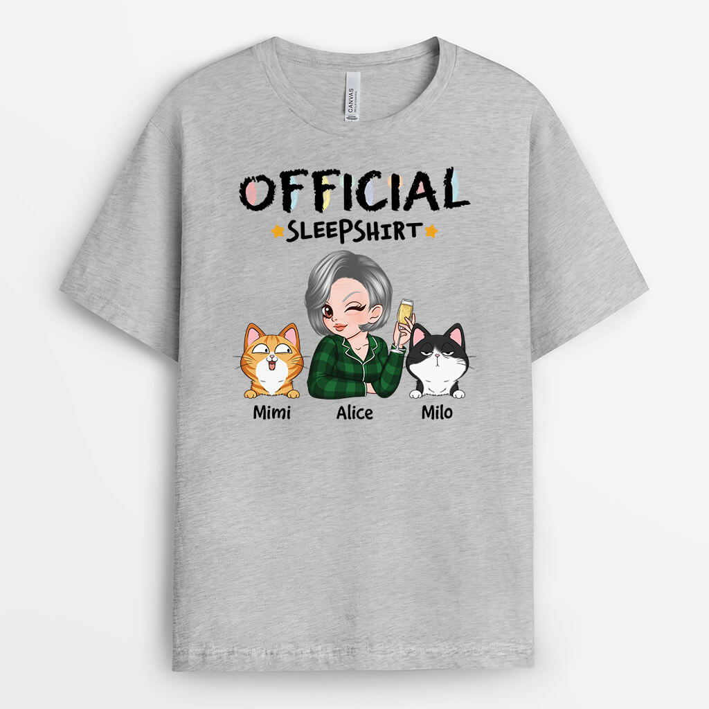 Official Sleepshirt With Cats T-shirt - Custom Presents For Cat Lovers