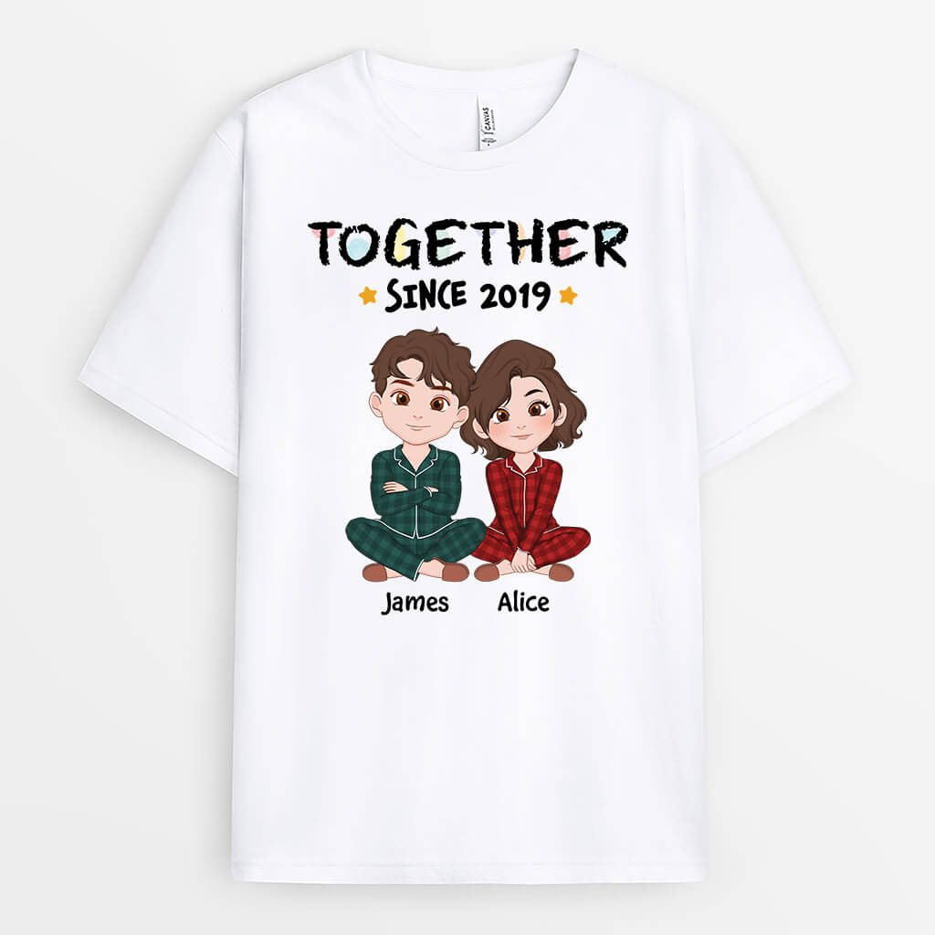 Pastel Together Since T-Shirt - Personalized Gifts For Couples