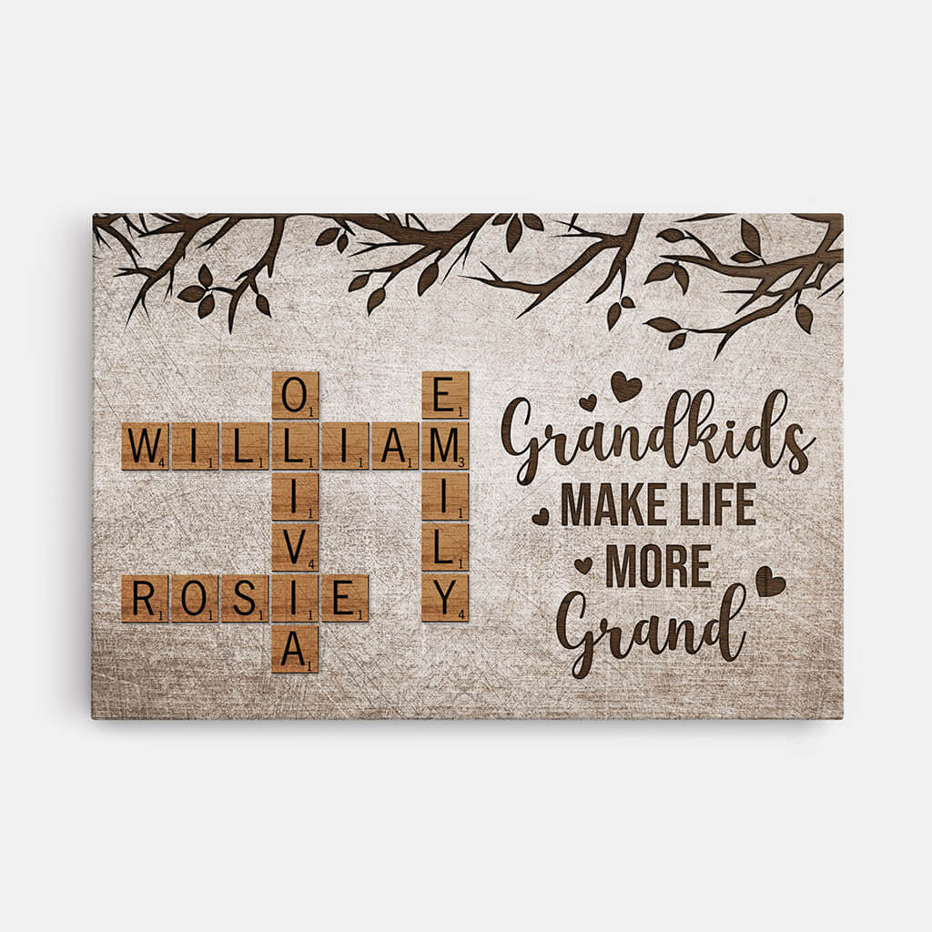 Grandkids Make Life More Grand Canvas - Personalized Gifts For Grandparents