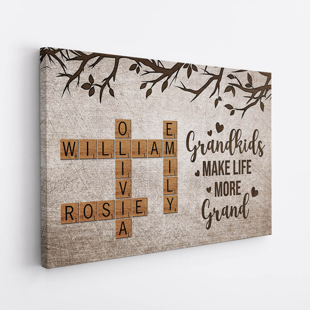 Grandkids Make Life More Grand Canvas - Personalized Gifts For Grandparents