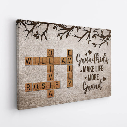 Grandkids Make Life More Grand Canvas - Personalized Gifts For Grandparents