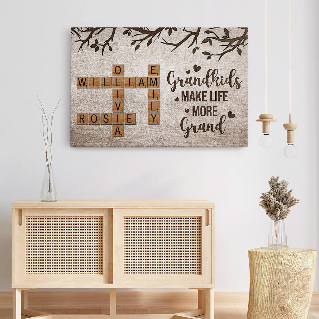Grandkids Make Life More Grand Canvas - Personalized Gifts For Grandparents