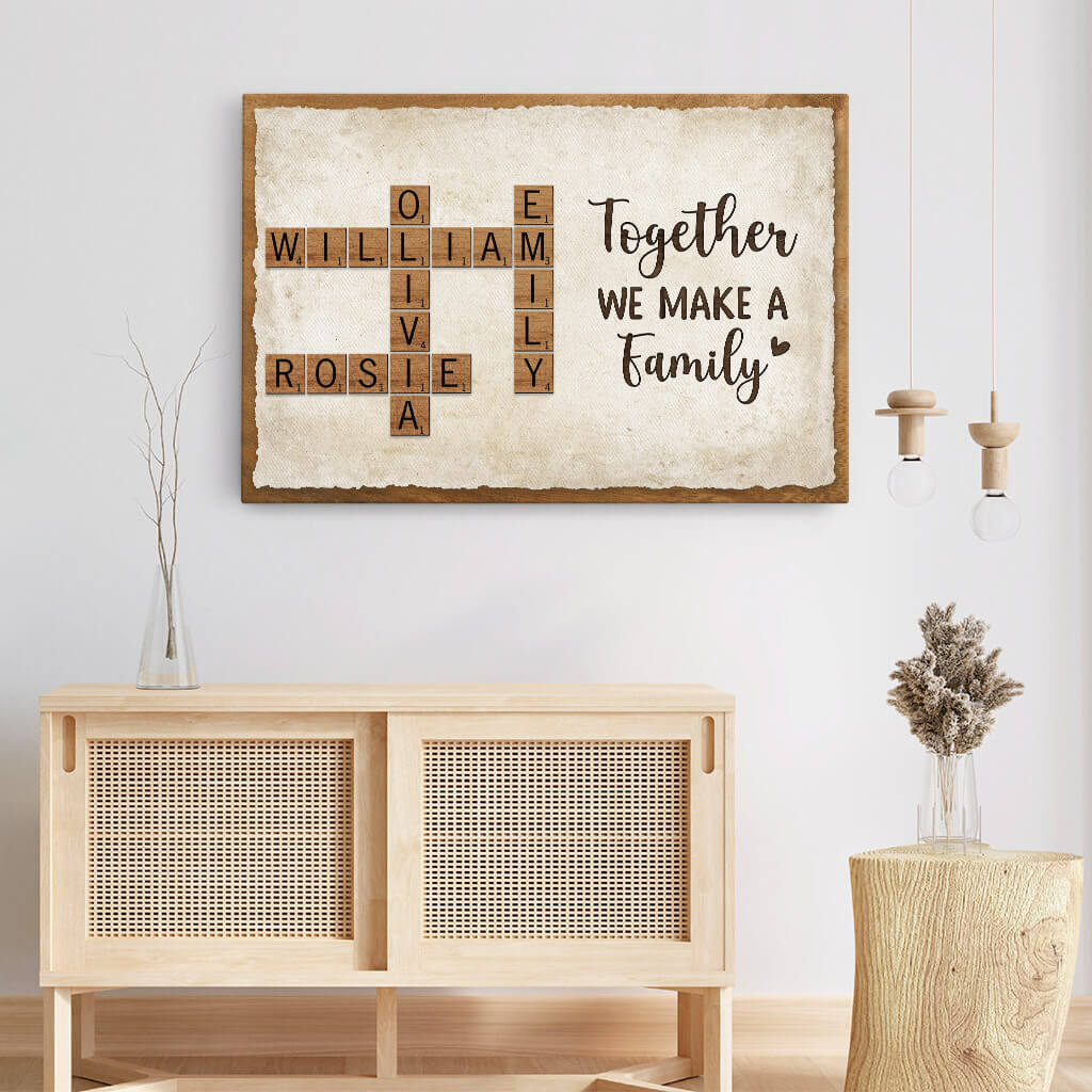Personalized 'Together We Make A Family' Crossword Canvas - Personalized Gift For Family