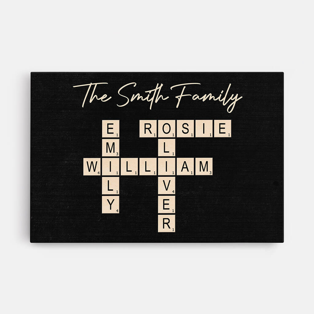 The Family Crossword Canvas - Custom Gifts For Family