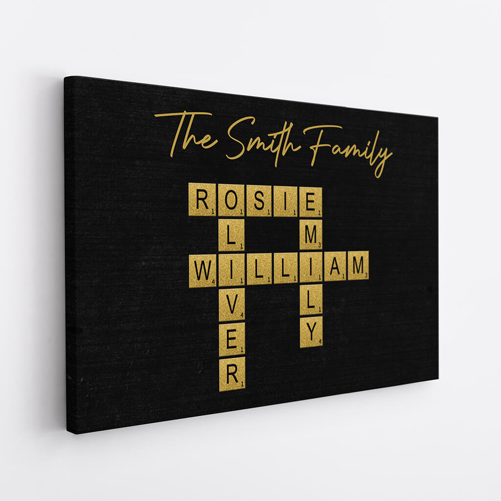 The Family Crossword Canvas - Custom Gifts For Family