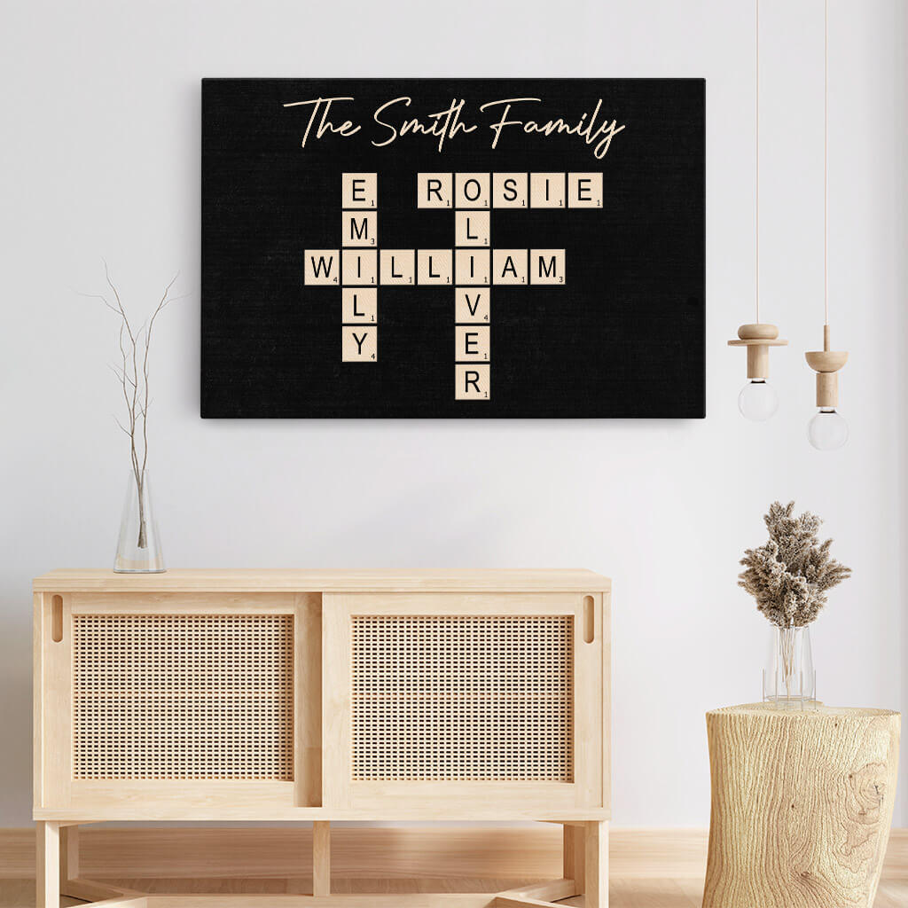 The Family Crossword Canvas - Custom Gifts For Family