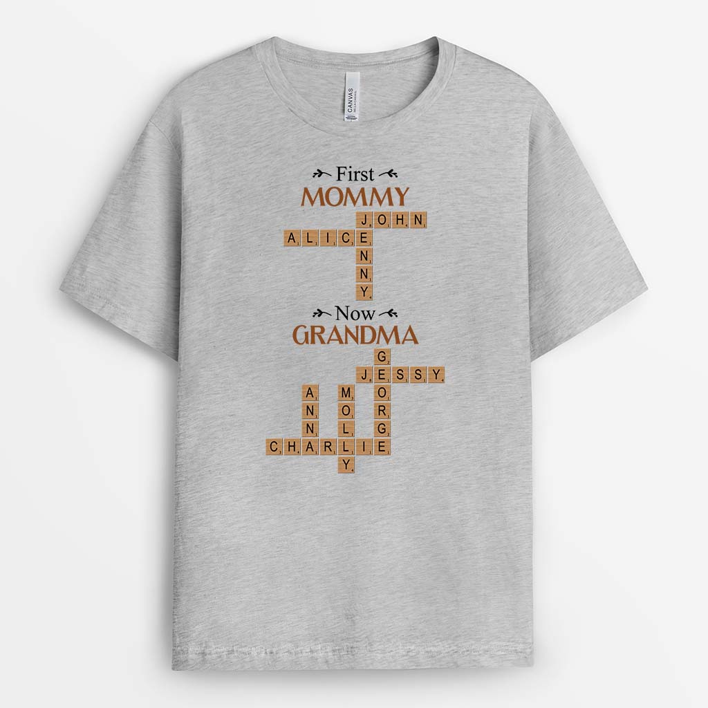 First Daddy, Now Grandpa Crossword T-shirt - Personalized Gifts For Grandpa
