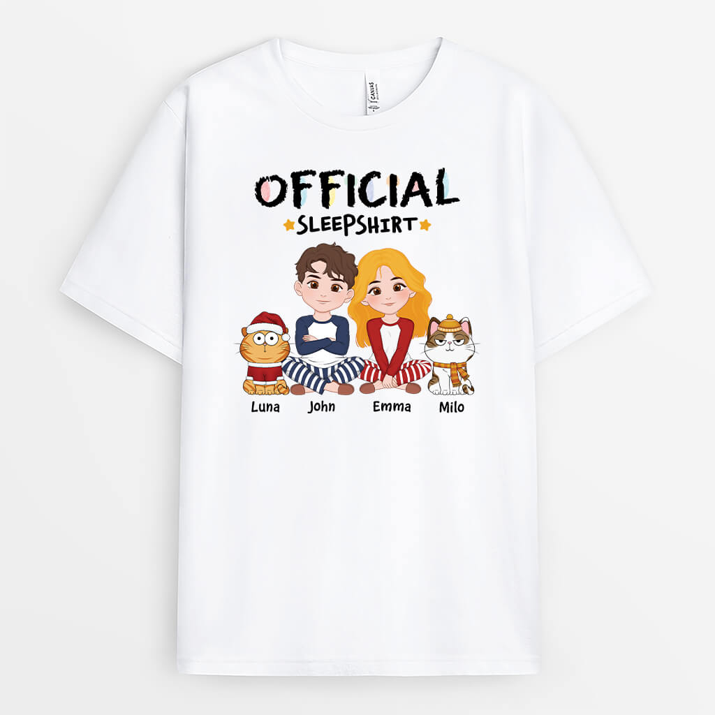 Official Sleepshirt And Cats T-shirt For Couples - Personalized Gift Ideas For Couples