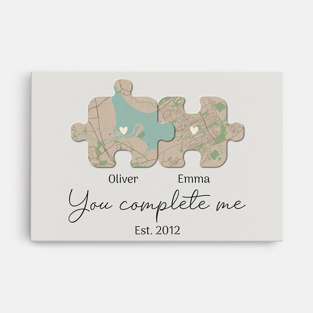 You Complete Me Est 2021 Canvas - Personalized Gifts For Grandma