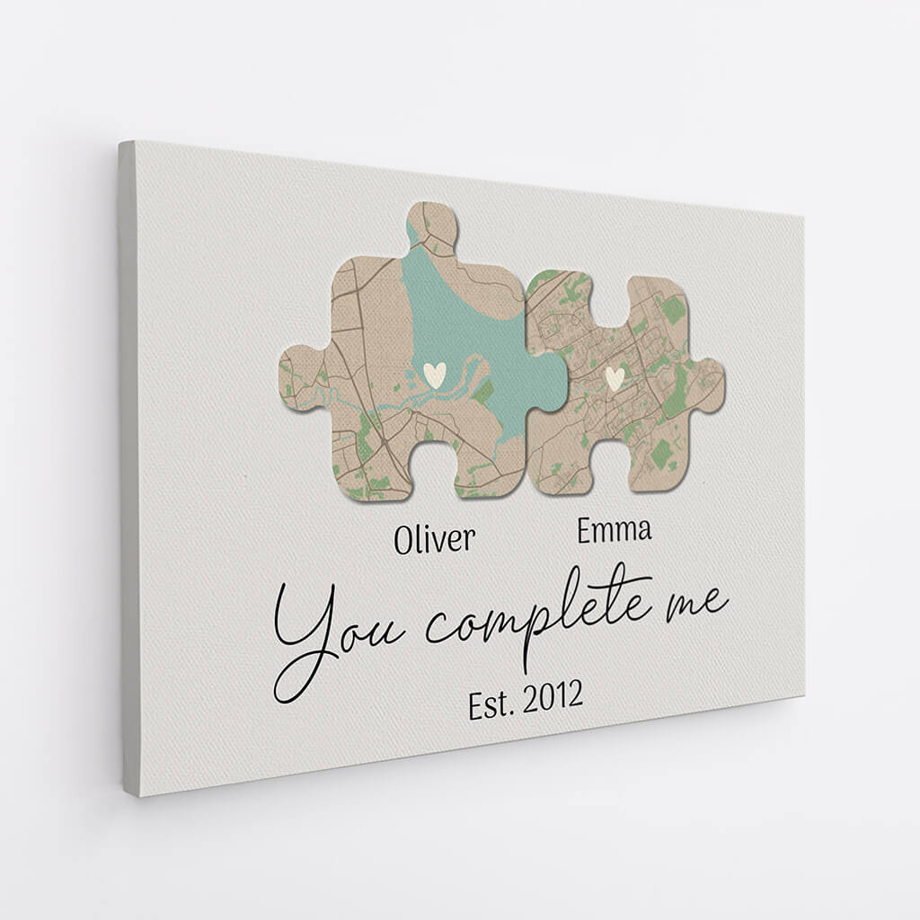 You Complete Me Est 2021 Canvas - Personalized Gifts For Grandma
