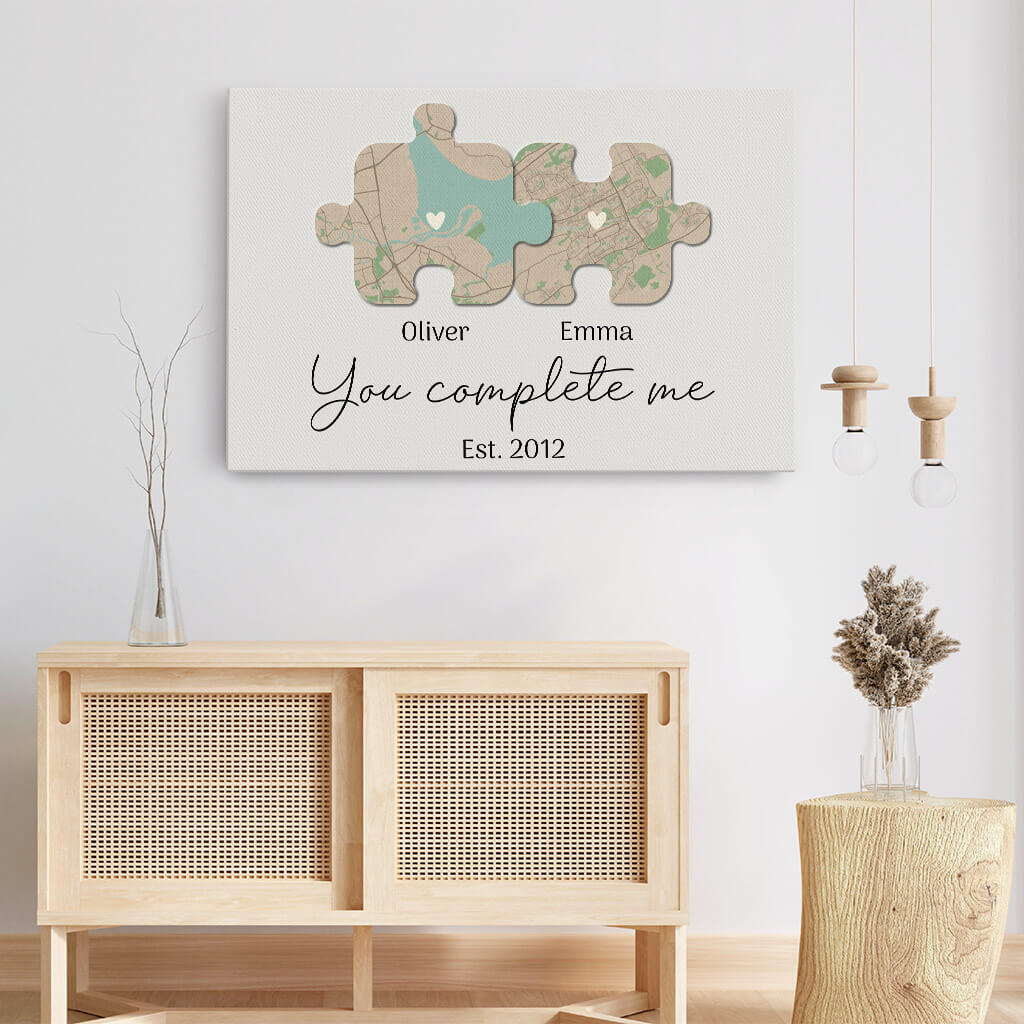 You Complete Me Est 2021 Canvas - Personalized Gifts For Grandma
