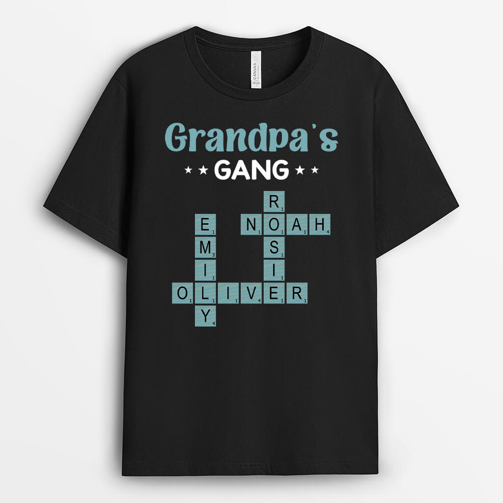 Grandpa's Gang Crossword T-Shirt - Personalized Gifts For Grandpa